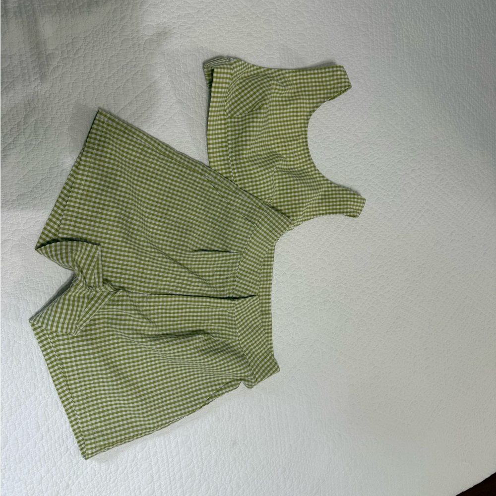 Green Gingham Two-Piece Set
